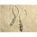 Boucles d'Oreilles Argent 925 Crochets 40mm - Quartz Tourmaline Facetté 6mm 