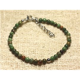 Bracelet 925 Silver and Semi-precious Stone Green Opal 4mm