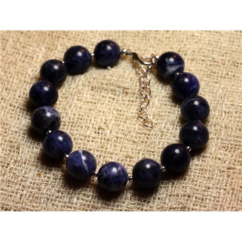 Bracelet Argent 925 et Pierre - Sodalite 10mm 