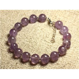 Armband Silber 925 und Halbedelstein - Amethyst Lavendel 10mm 