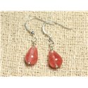 Boucles d'Oreilles Argent 925 et Pierre - Quartz Cerise Gouttes 11mm 