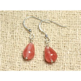 Earrings Silver 925 and Stone - Cherry Quartz Drops 11mm 