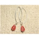 Boucles d'Oreilles Argent 925 et Pierre - Quartz Cerise Gouttes 11mm 