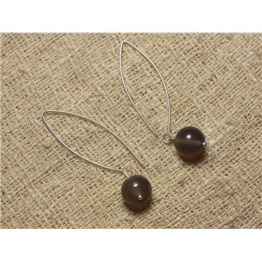 Boucles d'Oreilles Pierre semi précieuse Agate grise 