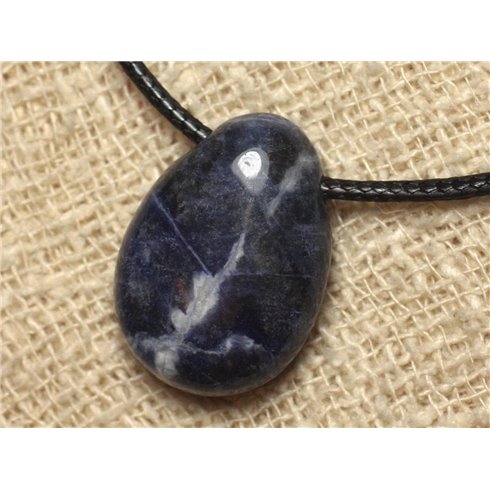 Collier Pendentif en Pierre - Sodalite Goutte 25mm 