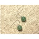 Boucles d'Oreilles Argent 925 et Pierre - Aventurine Verte 10mm 