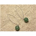 Boucles d'Oreilles Argent 925 et Pierre - Aventurine Verte 10mm 