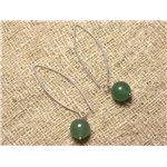 Boucles d'Oreilles Argent 925 et Pierre - Aventurine Verte 10mm 