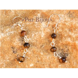 4mm Tiger Eye 925 Silver Earrings