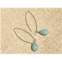 Boucles d'Oreilles Argent 925 - Amazonite Gouttes 12x8mm 