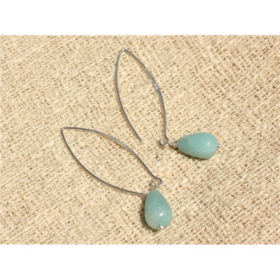 Boucles d'Oreilles Argent 925 - Amazonite Gouttes 12x8mm 