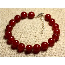 Bracelet Silver 925 and semi precious stone - Carnelian 10mm 