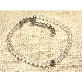 Bracelet Silver 925 and semi-precious stone Faceted Crystal Quartz 3mm