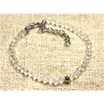 Bracelet Argent 925 et Pierre semi précieuse Cristal Quartz Facetté 3mm