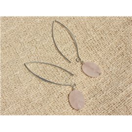 Earrings Silver 925 and Stone - Rose Quartz Faceted Oval 14x10mm 