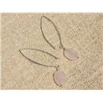 Boucles d'Oreilles Argent 925 et Pierre - Quartz Rose Ovales Facettés 14x10mm 