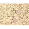 Boucles d'Oreilles Argent 925 et Pierre - Quartz Rose Ovales Facettés 14x10mm 