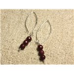 Boucles d'Oreilles Argent 925 Crochets 40mm - Jaspe Mokaïte Facettée 6mm 