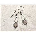 BO212 - Boucles d'Oreilles Argent 925 et Pierre Quartz Rose Gouttes 30mm 