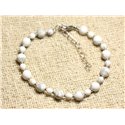 Bracelet Argent 925 et Pierre - Howlite 4 et 6mm 