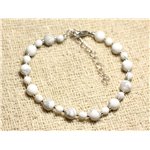 Bracelet Argent 925 et Pierre - Howlite 4 et 6mm 