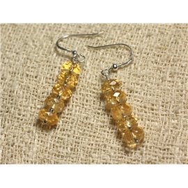 925 Silver Earrings - Citrine Faceted Rondelles 8x5mm 