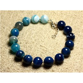 Bracciale Argento 925 e pietra semipreziosa - Agata Blu 10mm 