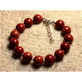 Bracciale in Argento 925 e Pietra - Diaspro Rosso 10mm 