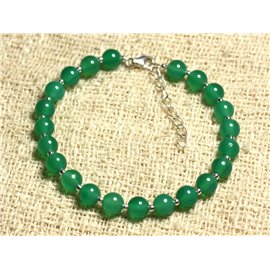Bracelet 925 Silver and Stone - Green Onyx 6mm