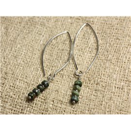 Sterling Silver 40mm Hook Earrings - African Turquoise 4x2mm Rondelles 