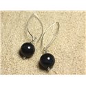 Boucles d'Oreilles Argent 925 Crochets 40mm - Oeil de Faucon 12mm 