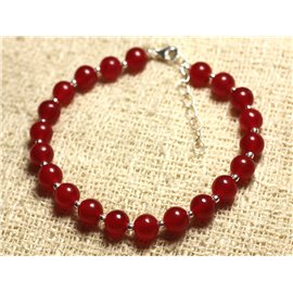 Bracciale in Argento 925 e Pietra - Giada Rossa 6mm 