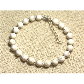 Bracelet Silver 925 and Stone - Magnesite 6mm