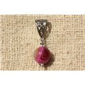 Pendentif Pierre semi précieuse - Agate Fuchsia 12mm 