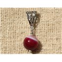 Pendentif Pierre - Agate Rose Fuchsia Boule 12mm