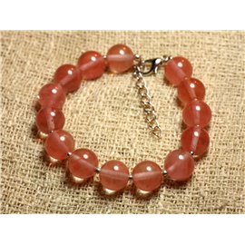 Bracelet 925 Silver and Stone - Cherry quartz 10mm 