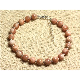 Pulsera Plata 925 y Piedra - Sunstone 6mm 