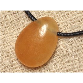 Collana con ciondolo in pietra - goccia di calcite gialla 25 mm