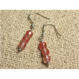 Earrings Silver 925 - Cherry Quartz Faceted 6mm 