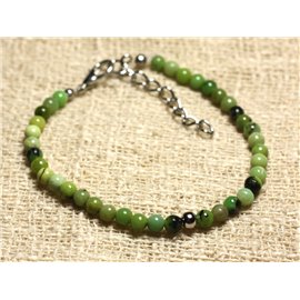 Bracciale in argento 925 e pietra semipreziosa Chrysoprase da 4 mm