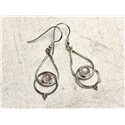 BO205 - Boucles d'Oreilles Argent 925 et Pierre Quartz Rose Gouttes 36mm 