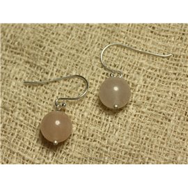 925 Silver and Pink Aventurine Earrings 10mm 