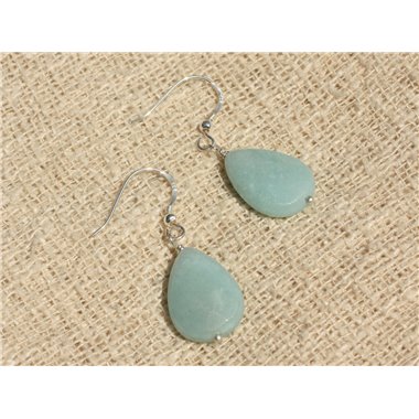 Boucles d'Oreilles Argent 925 - Amazonite Gouttes 18x13mm 