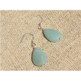 925 Silber Ohrringe - Amazonite Drops 18x13mm 