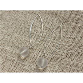 40mm 925 Sterling Silver Earrings - 10mm Quartz Crystal 