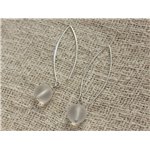 Boucles d'Oreilles Argent 925 40mm - Cristal Quartz 10mm 