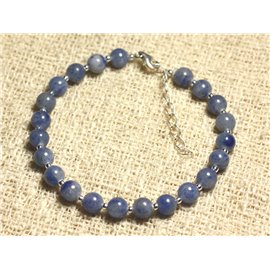 Bracelet 925 Silver and Stone - Blue Jasper 6mm