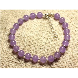 Bracelet 925 Silver and Stone - Jade Mauve 6mm 