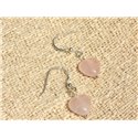 Boucles d'Oreilles Argent 925 et Pierre - Quartz Rose Coeurs 10mm