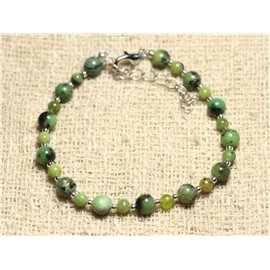 Bracelet Silver 925 and Stone - Chrysoprase 4 and 6mm 